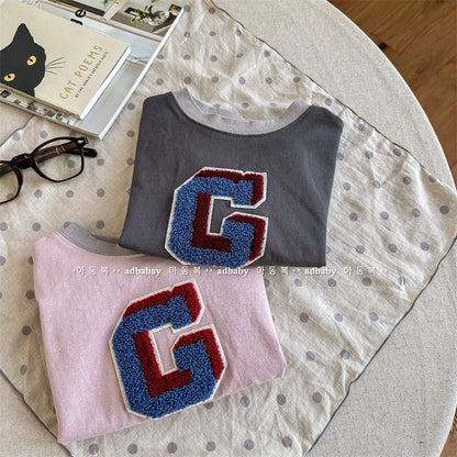 半袖Tシャツ キッズ レターロゴ 半袖 ルーズ Tシャツ トップス