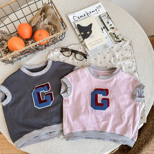 半袖Tシャツ キッズ レターロゴ 半袖 ルーズ Tシャツ トップス