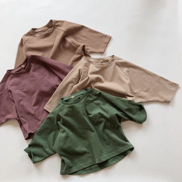 長袖Tシャツ キッズ シンプル ベーシック 長袖 Tシャツ トップス ユニセックス 3173
