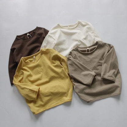 長袖Tシャツ キッズ服 長袖 Tシャツ トップス シンプル ベーシック 無地 4色 男の子 女の子