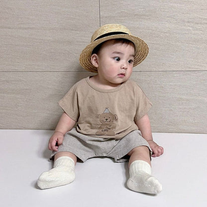 半袖Tシャツ ベビー くま ベア 半袖 ルーズ Tシャツ トップス ショートパンツ 5395A