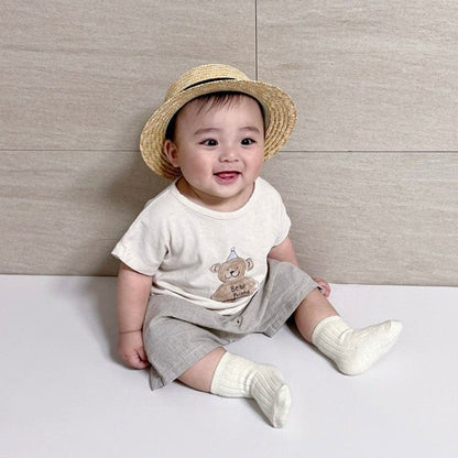 半袖Tシャツ ベビー くま ベア 半袖 ルーズ Tシャツ トップス ショートパンツ 5395A