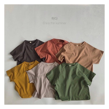 半袖Tシャツ キッズ シンプル ベーシック ラグラン 半袖 Tシャツ 6カラー ユニセックス