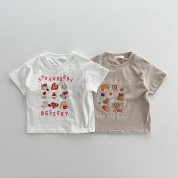 半袖Tシャツ キッズ ストロベリー スイーツ プリント 半袖 Tシャツ トップス ガールズ 6656