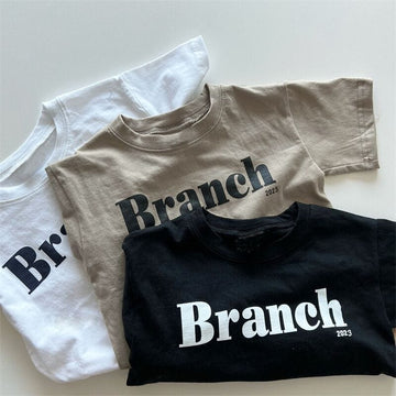 半袖Tシャツ ベビー キッズ レターロゴ プリント 半袖 Tシャツ ネイビー ホワイト カーキ ユニセックス 6876