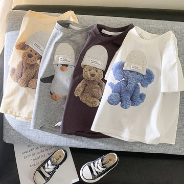 半袖Tシャツ キッズ アニマル ニット帽 Tシャツ【mh0000052】