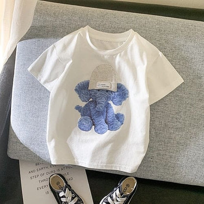 半袖Tシャツ White Elephant / 100cm キッズ アニマル ニット帽 Tシャツ【mh0000052】