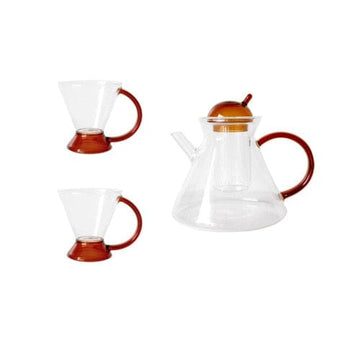 テーブルウェア・食器 ティーポット + カップ 3点セット ガラス ティー ポット カップ 茶器 コップ マグ 3個 セット【mh0000899】