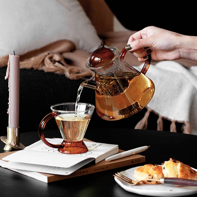 テーブルウェア・食器 ガラス ティー ポット カップ 茶器 コップ マグ 3個 セット【mh0000899】