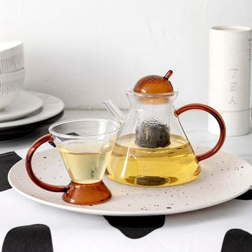 テーブルウェア・食器 ガラス ティー ポット カップ 茶器 コップ マグ 3個 セット【mh0000899】