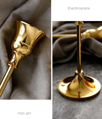 燭台 3個セット キャンドル スティック ホルダー ゴールド 装飾 スタンド パーティー ロウソク【mh0000929】