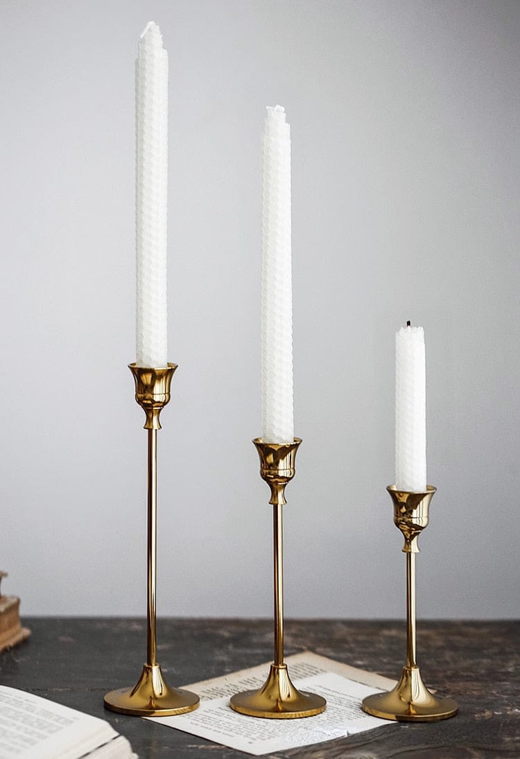 燭台 3個セット キャンドル スティック ホルダー ゴールド 装飾 スタンド パーティー ロウソク【mh0000929】