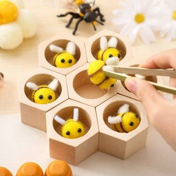 DIY Toy・知育玩具 Yellow ベビートイ 知育玩具 おもちゃ 木製 蜂 巣 ブロック パズル マッチング【mh0000992】