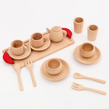 Toy (おもちゃ・木製玩具）etc. 木製 おままごと セット16点セット ナチュラルウッドカトラリー ベビーキッズのおもちゃ 小さめサイズ ギフトプレゼントに【mh0000144】