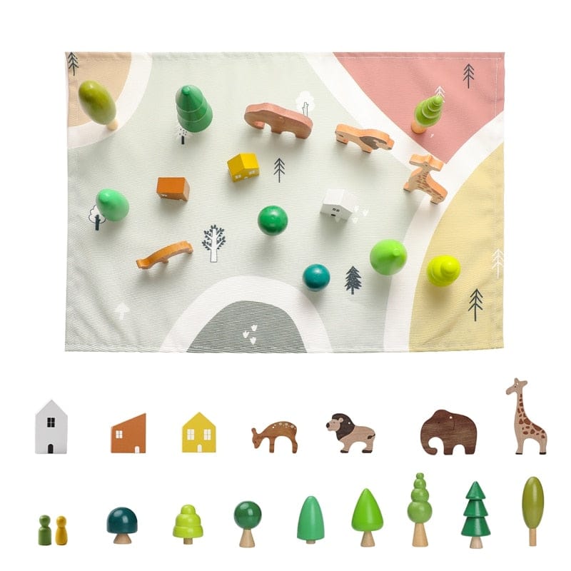 Toy (おもちゃ・木製玩具）etc. Forest suit  1 ベビートイ ウッドトイ 木製 アニマル フォレスト おもちゃ 動物 シーン 装飾 森 ブロック【mh0000991】