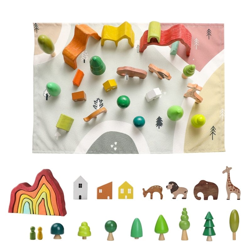 Toy (おもちゃ・木製玩具）etc. Forest suit  2 ベビートイ ウッドトイ 木製 アニマル フォレスト おもちゃ 動物 シーン 装飾 森 ブロック【mh0000991】