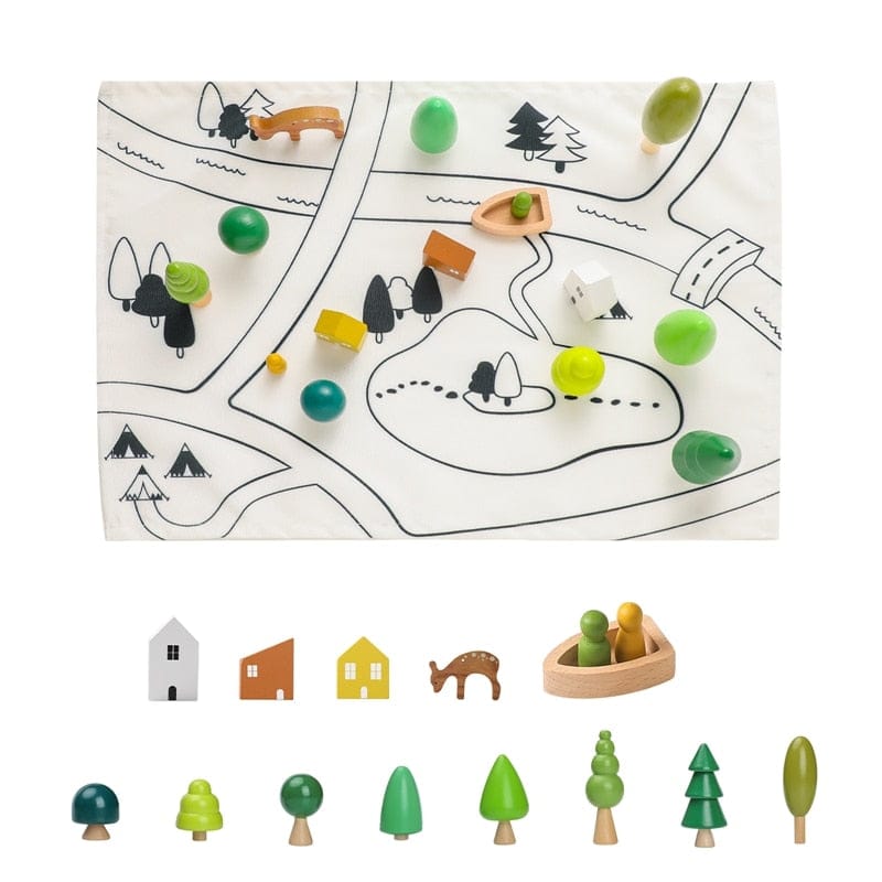 Toy (おもちゃ・木製玩具）etc. Forest suit  3 ベビートイ ウッドトイ 木製 アニマル フォレスト おもちゃ 動物 シーン 装飾 森 ブロック【mh0000991】