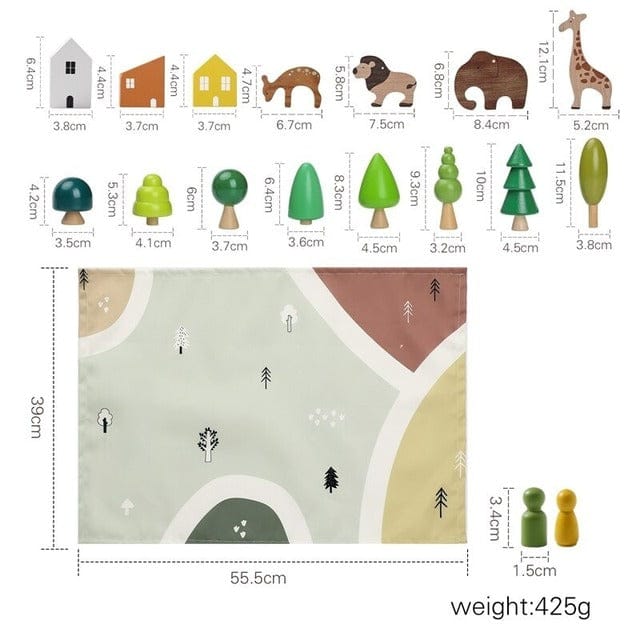 Toy (おもちゃ・木製玩具）etc. ベビートイ ウッドトイ 木製 アニマル フォレスト おもちゃ 動物 シーン 装飾 森 ブロック【mh0000991】