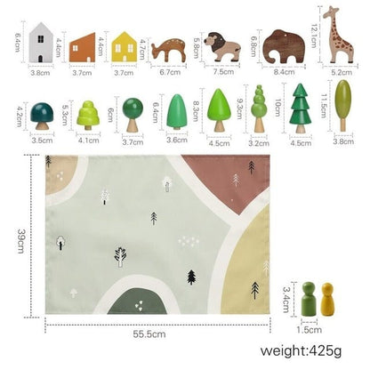 Toy (おもちゃ・木製玩具）etc. ベビートイ ウッドトイ 木製 アニマル フォレスト おもちゃ 動物 シーン 装飾 森 ブロック【mh0000991】