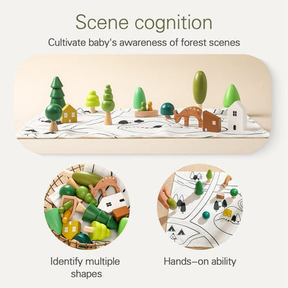 Toy (おもちゃ・木製玩具）etc. ベビートイ ウッドトイ 木製 アニマル フォレスト おもちゃ 動物 シーン 装飾 森 ブロック【mh0000991】