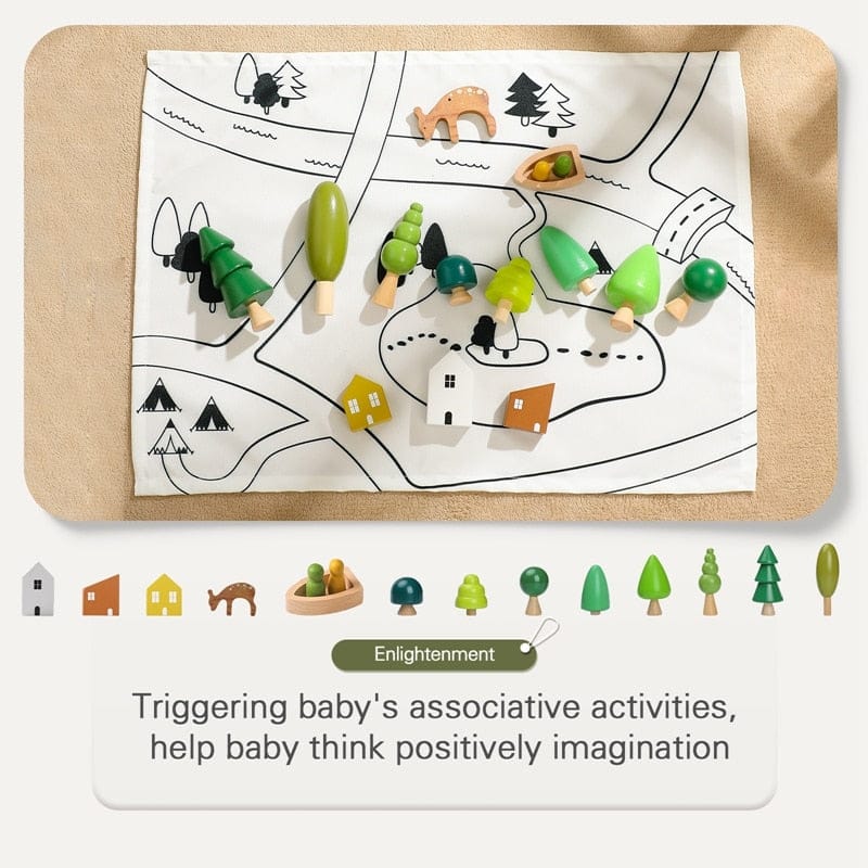 Toy (おもちゃ・木製玩具）etc. ベビートイ ウッドトイ 木製 アニマル フォレスト おもちゃ 動物 シーン 装飾 森 ブロック【mh0000991】