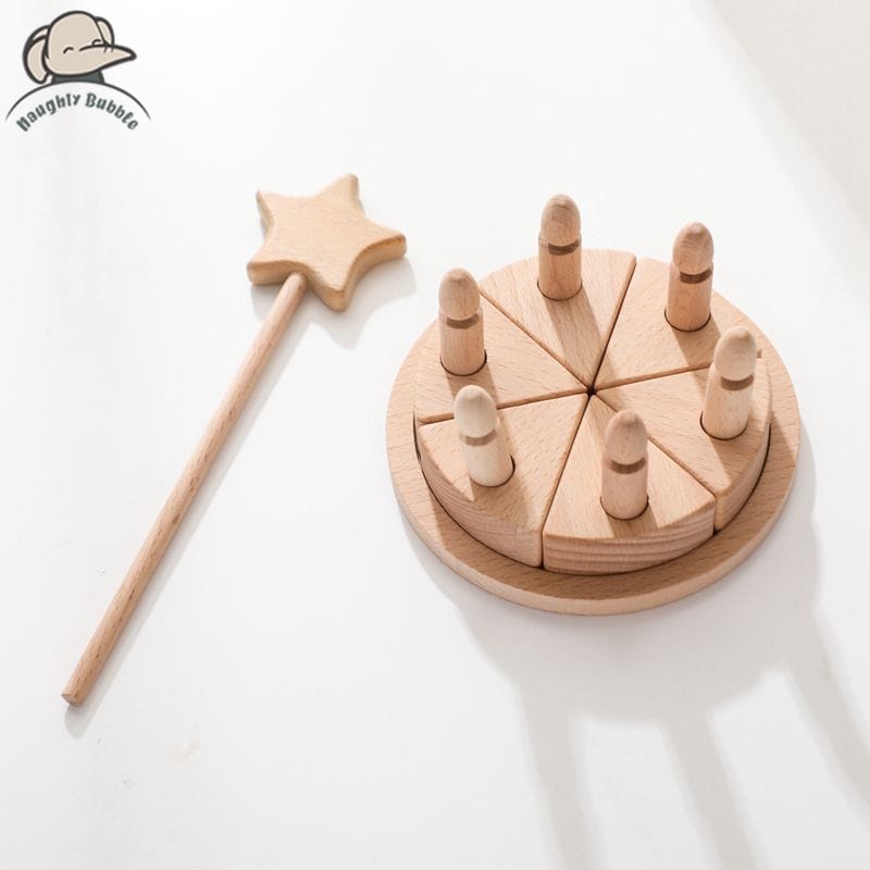 Toy (おもちゃ・木製玩具）etc. Wooden cake set ウッドトイ 木製 おもちゃ 誕生日 ケーキ ベビー ブロック おままごと【mh0001367】