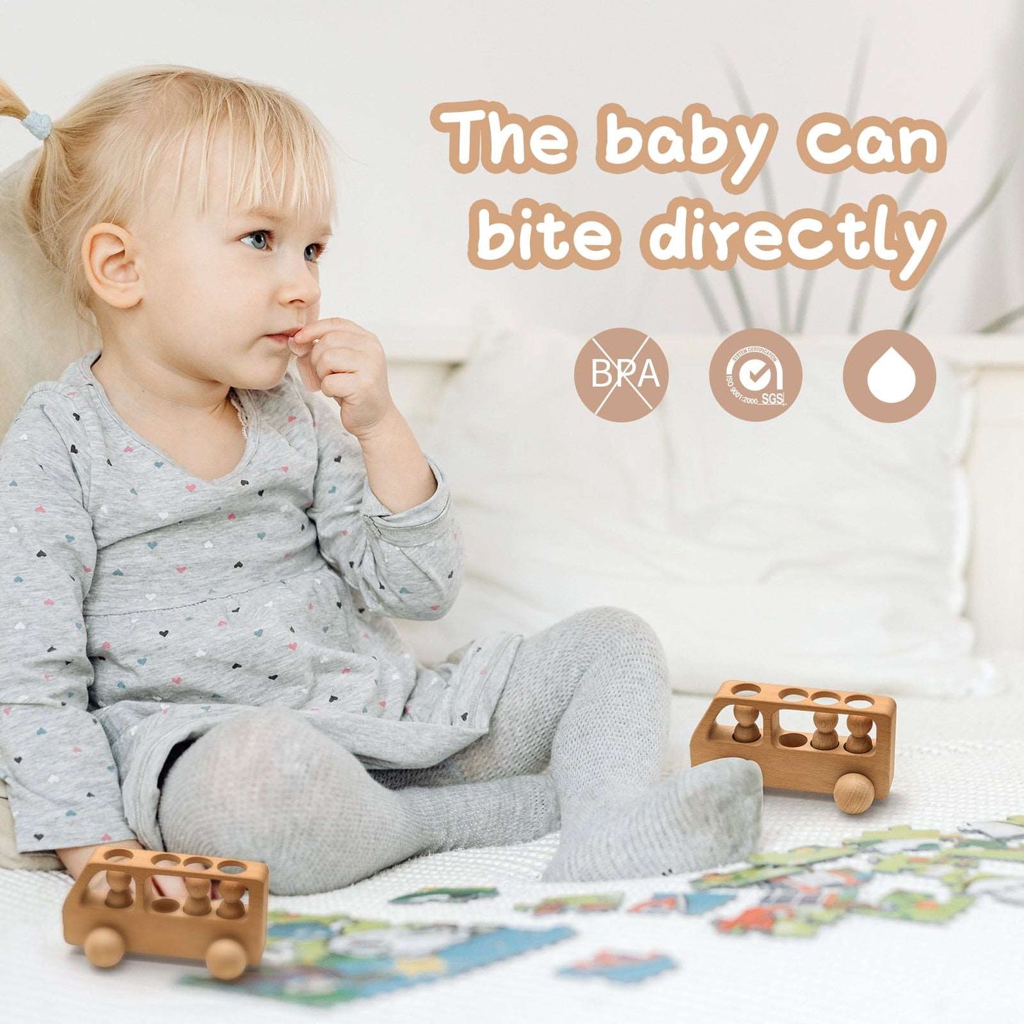 Toy (おもちゃ・木製玩具）etc. Wooden doll bus ウッドトイ セット 木製 おもちゃ 子供 ペグ 人形 バス 車【mh0001365】
