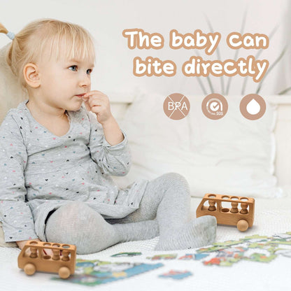 Toy (おもちゃ・木製玩具）etc. Wooden doll bus ウッドトイ セット 木製 おもちゃ 子供 ペグ 人形 バス 車【mh0001365】