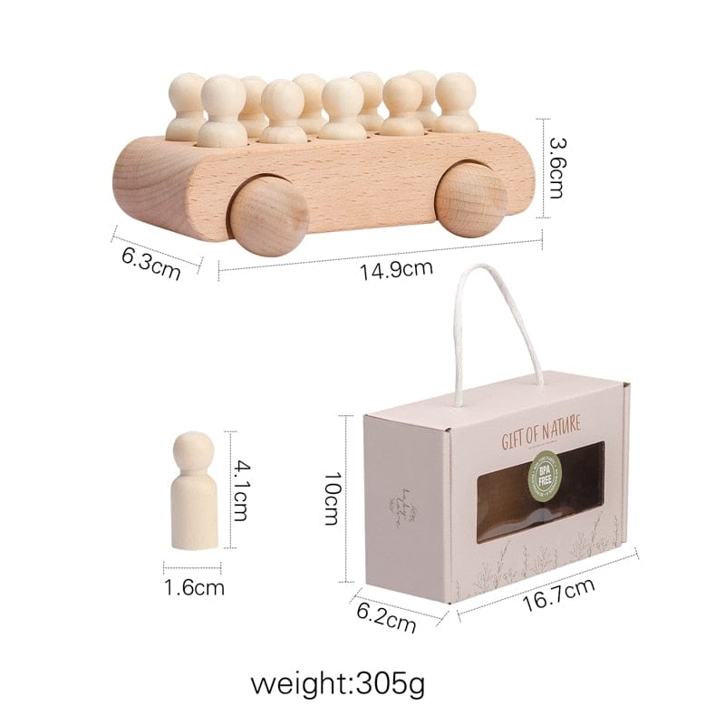 Toy (おもちゃ・木製玩具）etc. Wooden doll bus ウッドトイ セット 木製 おもちゃ 子供 ペグ 人形 バス 車【mh0001365】