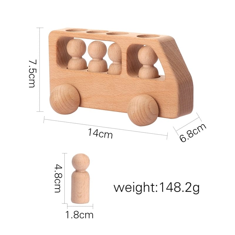 Toy (おもちゃ・木製玩具）etc. Wooden doll bus ウッドトイ セット 木製 おもちゃ 子供 ペグ 人形 バス 車【mh0001365】