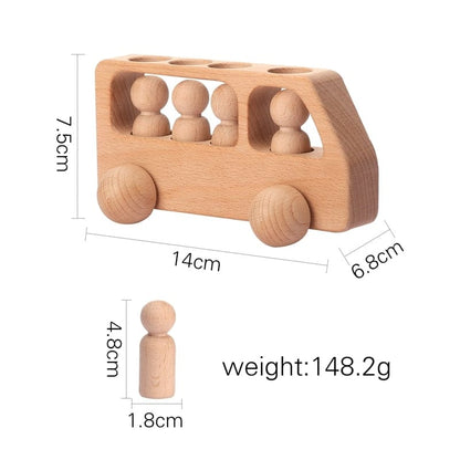 Toy (おもちゃ・木製玩具）etc. Wooden doll bus ウッドトイ セット 木製 おもちゃ 子供 ペグ 人形 バス 車【mh0001365】