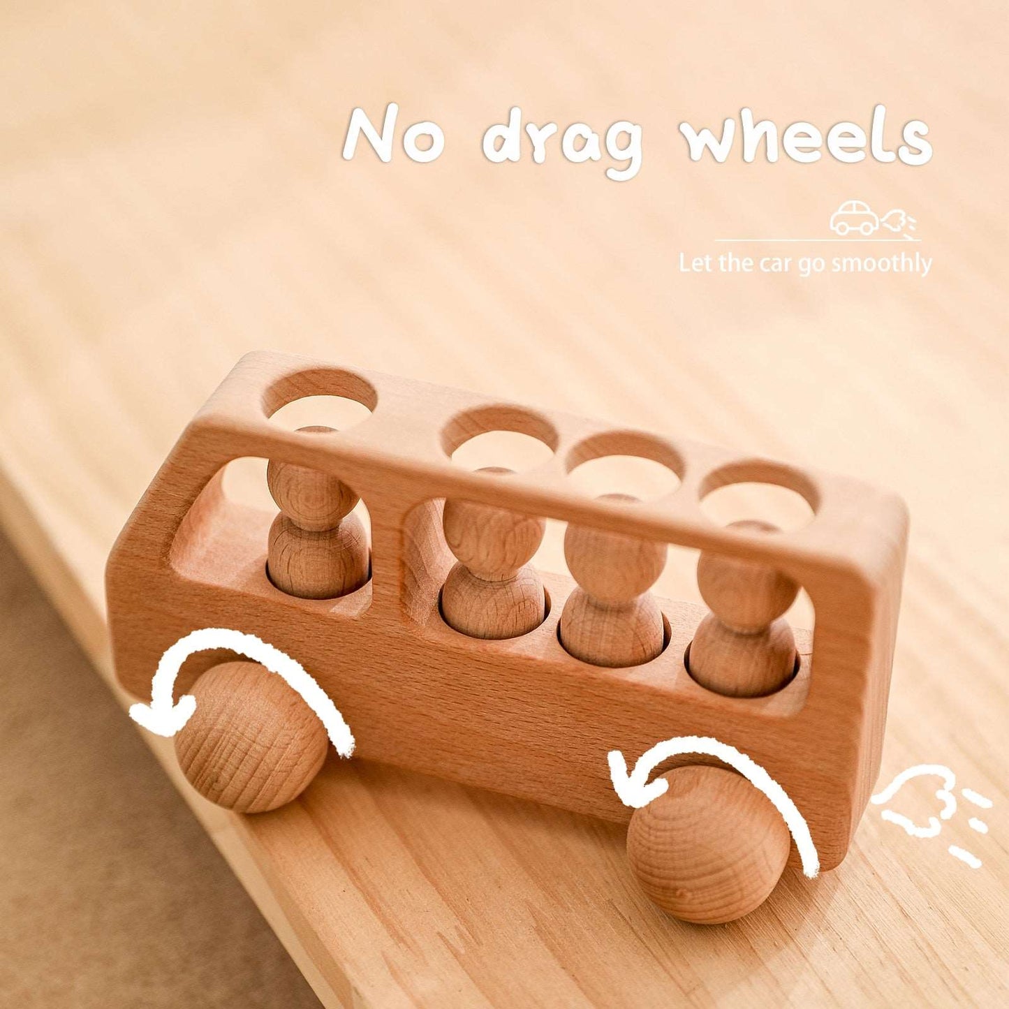 Toy (おもちゃ・木製玩具）etc. Wooden doll bus ウッドトイ セット 木製 おもちゃ 子供 ペグ 人形 バス 車【mh0001365】