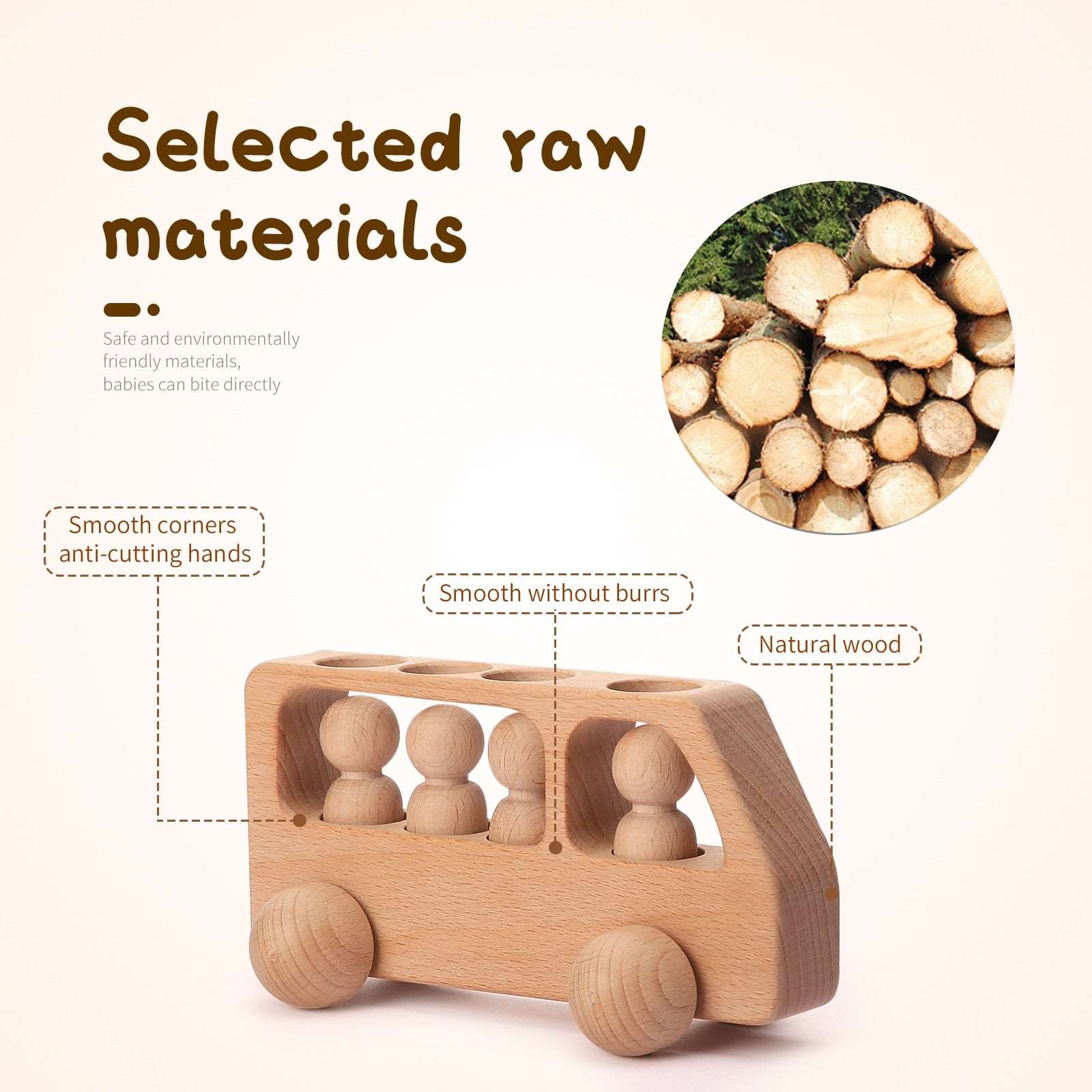 Toy (おもちゃ・木製玩具）etc. Wooden doll bus ウッドトイ セット 木製 おもちゃ 子供 ペグ 人形 バス 車【mh0001365】