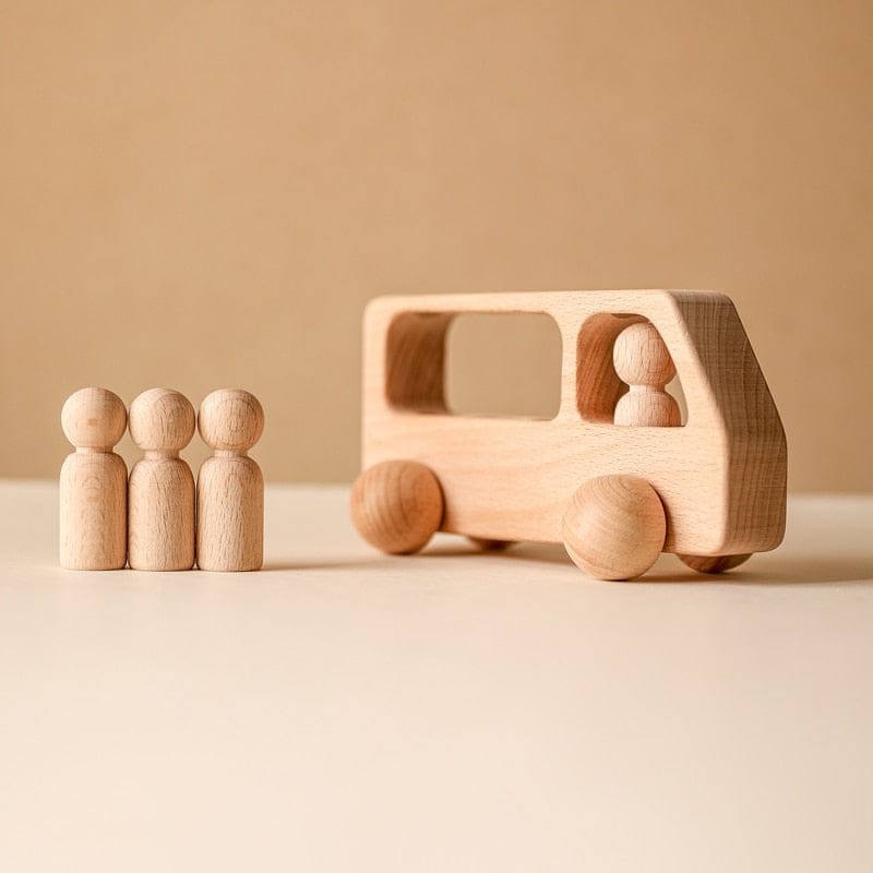 Toy (おもちゃ・木製玩具）etc. Wooden doll bus ウッドトイ セット 木製 おもちゃ 子供 ペグ 人形 バス 車【mh0001365】