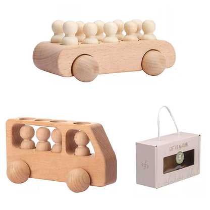 Toy (おもちゃ・木製玩具）etc. Wooden doll bus ウッドトイ セット 木製 おもちゃ 子供 ペグ 人形 バス 車【mh0001365】
