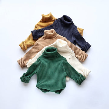 ニット・セーター キッズ服 タートルネック カットソー セーター ニット シンプル ベーシック 無地 5色 男の子【mh0002793】