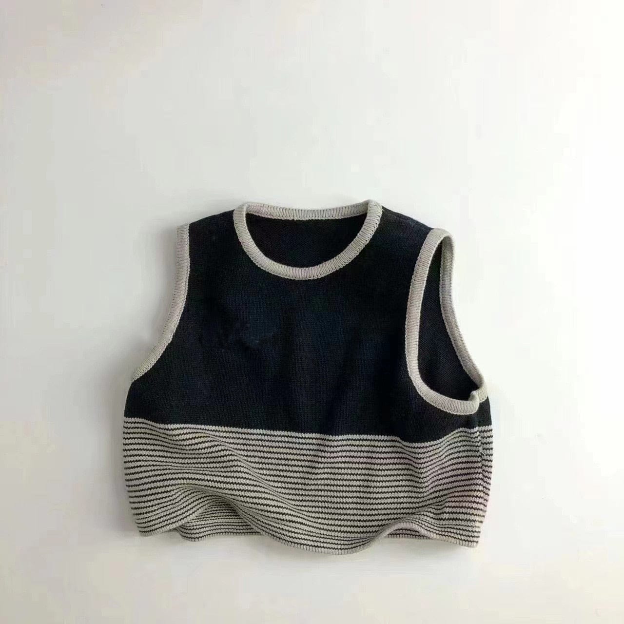 ベスト Black / 80cm キッズ ボーダー 無地 ドッキング ベスト トップス ボーイズ【mh0002677】