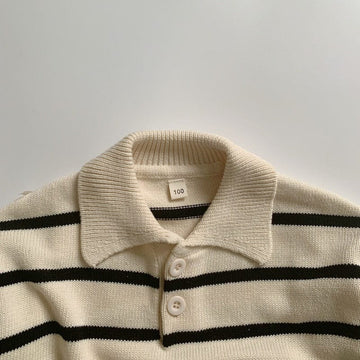 長袖シャツ・ブラウス キッズ ニット ボーダー 長袖 ポロシャツ【mh0000584】