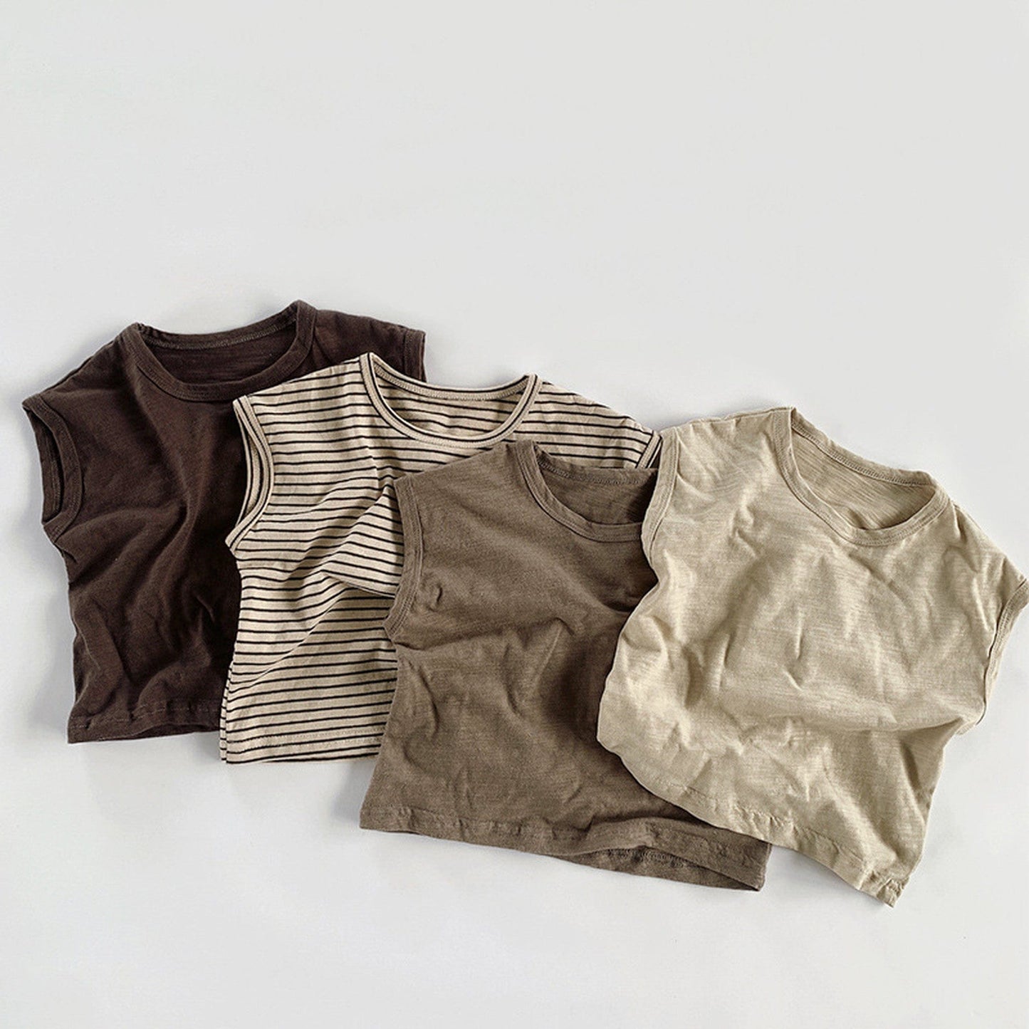 タンクトップ・キャミソール・ノースリーブトップス キッズ ノースリーブ Tシャツ タンクトップ ボーダー 無地【mh0000801】