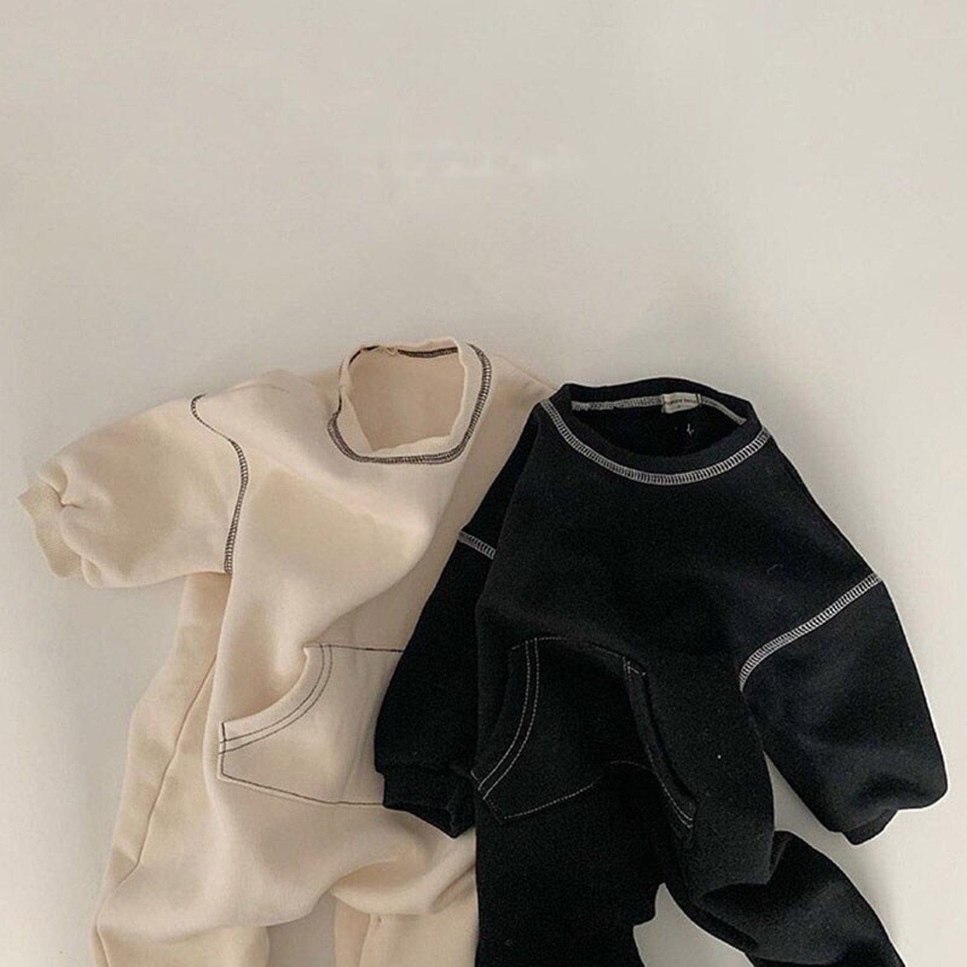 長袖ロンパース ベビーロンパース ステッチ長袖ジャンプスーツ 2カラー【mh0000385】