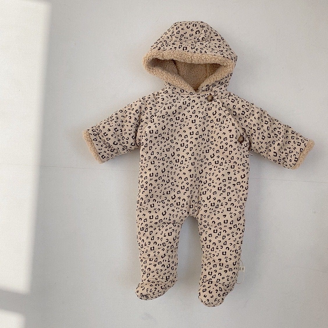 アウタージャンプスーツ Leopard Jumpsuit / 66cm ベビー レオパード チェリー 無地 裏ボアフリース フーディ ジャケット アウター ジャンプスーツ【mh0001054】