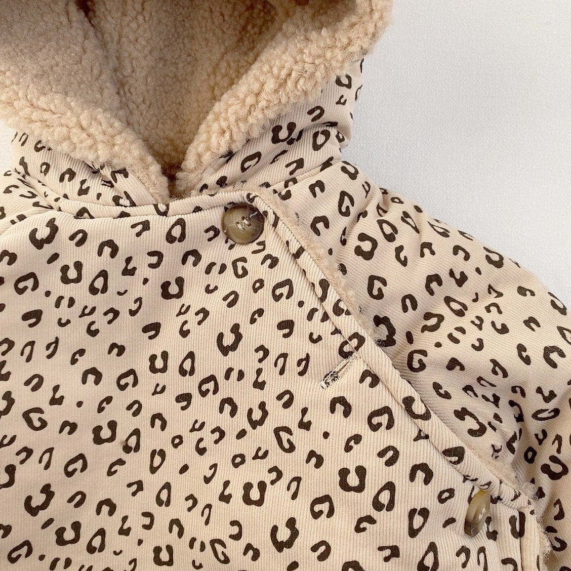 アウタージャンプスーツ ベビー レオパード チェリー 無地 裏ボアフリース フーディ ジャケット アウター ジャンプスーツ【mh0001054】