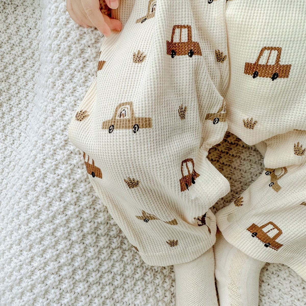 長袖ロンパース ベビー 長袖 プリント ロンパース ジャンプスーツ 車 くるま フラワー【mh0001163】