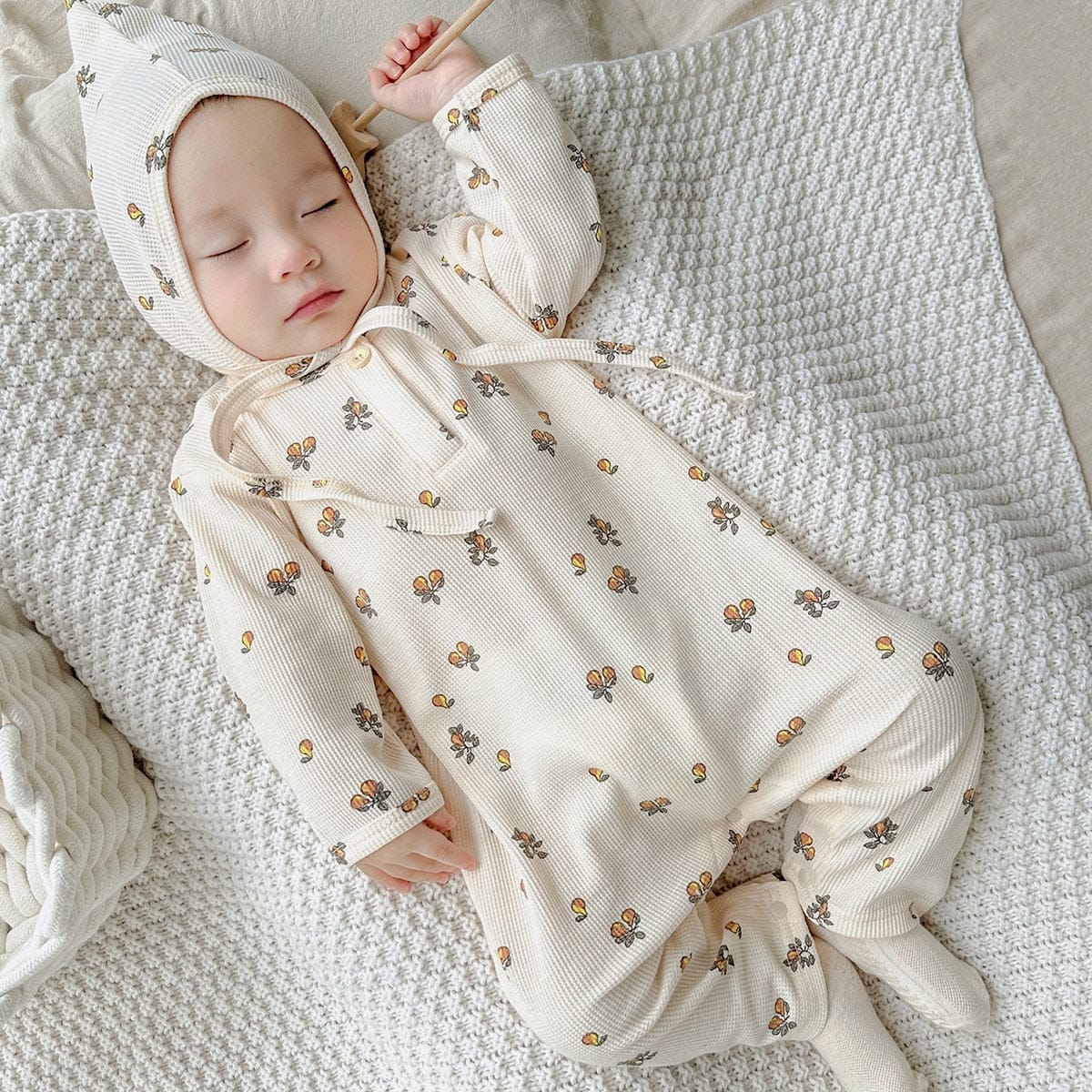 長袖ロンパース ベビー 長袖 プリント ロンパース ジャンプスーツ 車 くるま フラワー【mh0001163】