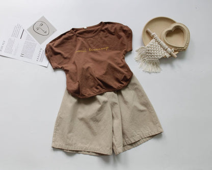 -キッズ レタープリント バットスリーブ Tシャツ【mh0000020】 - mamahalo shop - 半袖Tシャツ -  べビー服 - 子供服 - 男の子 - 女の子