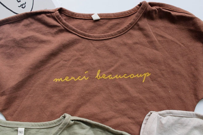 -キッズ レタープリント バットスリーブ Tシャツ【mh0000020】 - mamahalo shop - 半袖Tシャツ -  べビー服 - 子供服 - 男の子 - 女の子