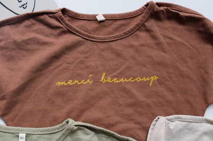 -キッズ レタープリント バットスリーブ Tシャツ【mh0000020】 - mamahalo shop - 半袖Tシャツ -  べビー服 - 子供服 - 男の子 - 女の子