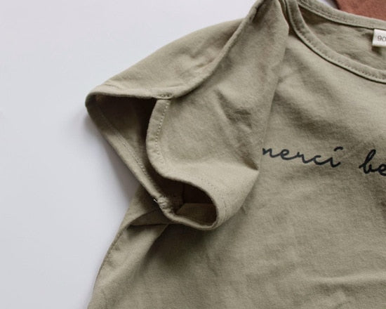 -キッズ レタープリント バットスリーブ Tシャツ【mh0000020】 - mamahalo shop - 半袖Tシャツ -  べビー服 - 子供服 - 男の子 - 女の子