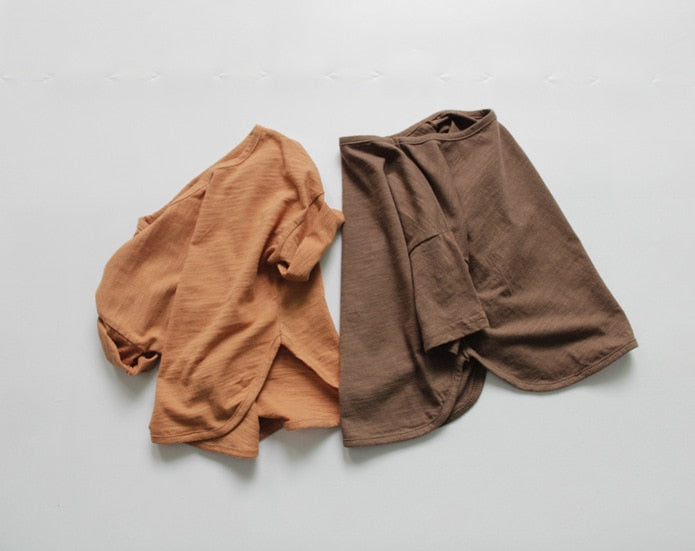 -キッズ ルースコットン Tシャツ ピュアカラー 半袖 トップス【mh0000016】 - mamahalo shop - 半袖Tシャツ -  べビー服 - 子供服 - 男の子 - 女の子