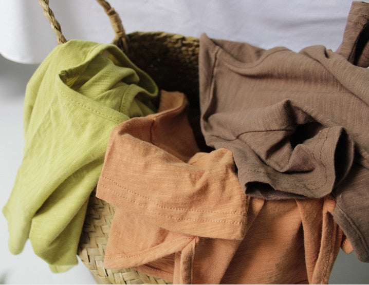 -キッズ ルースコットン Tシャツ ピュアカラー 半袖 トップス【mh0000016】 - mamahalo shop - 半袖Tシャツ -  べビー服 - 子供服 - 男の子 - 女の子